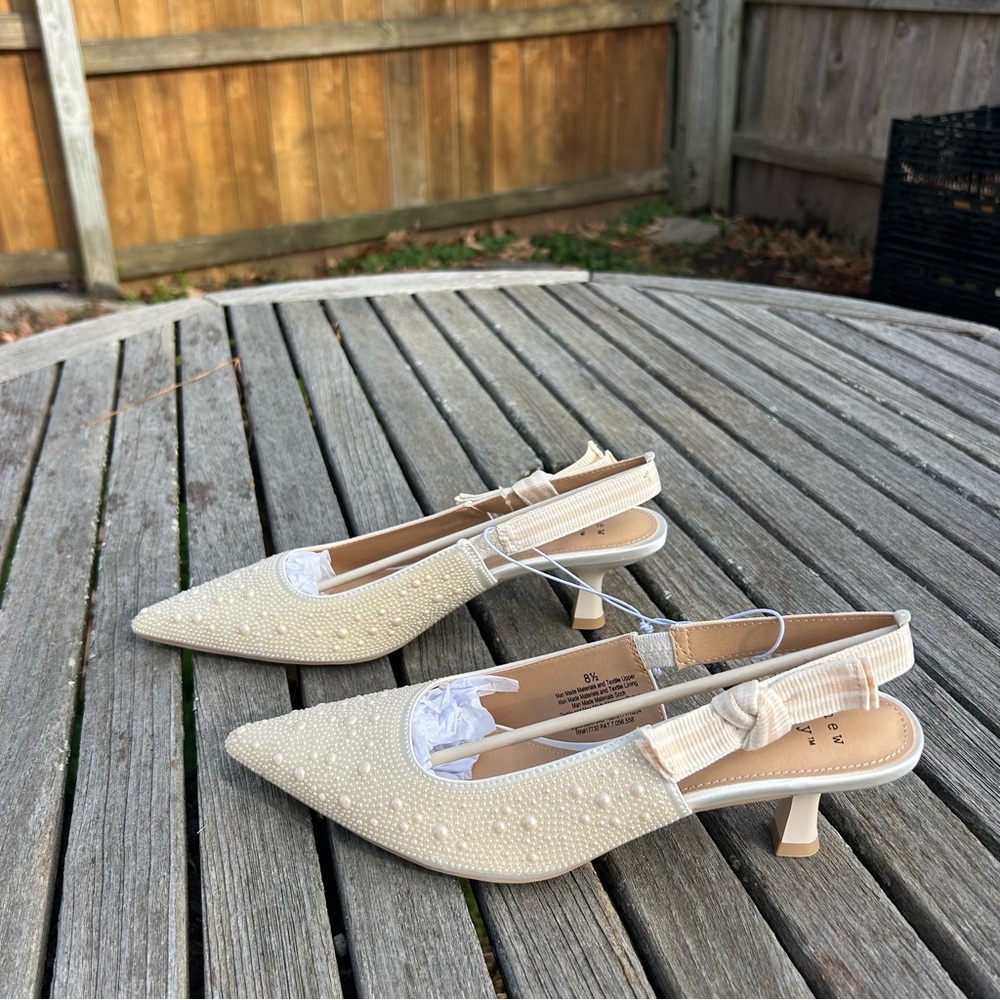 Nwt Nwt Women's Milan Slingback Heels - A New Day size 8.5 wedding pearl summer - Picture 3 of 8